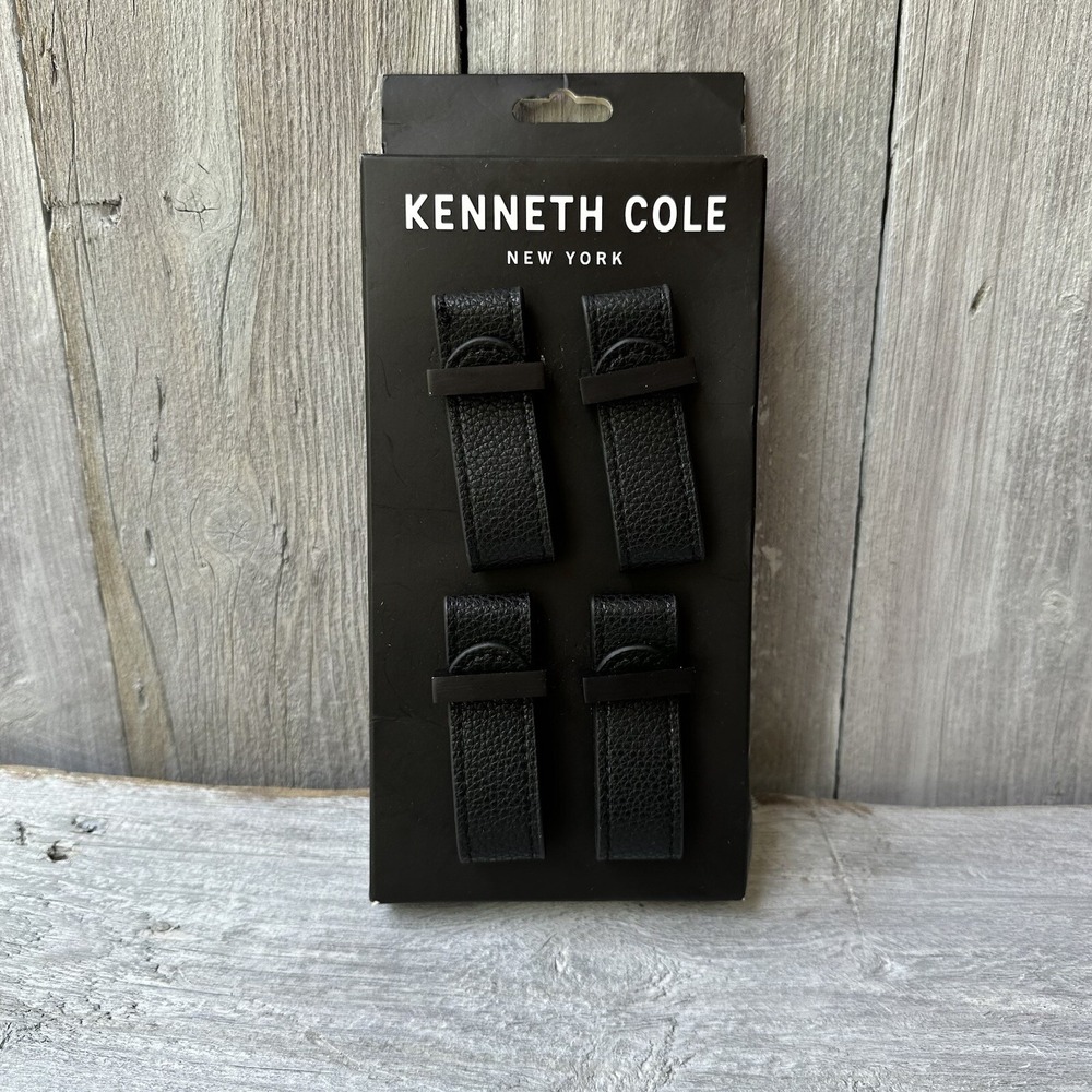Kenneth‎ Cole New York Drawer Black Leather Pulls 4 pc Set